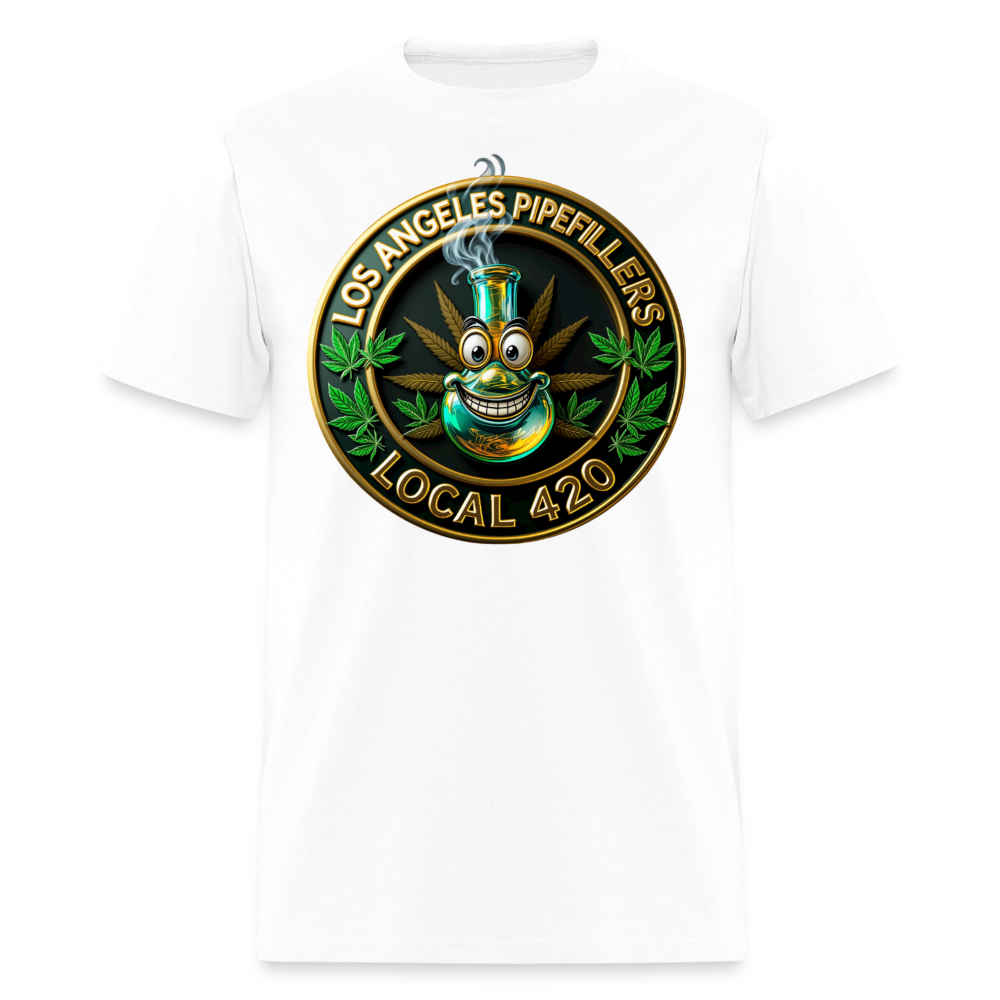 LOS ANGLES PIPEFILLERS LOCAL 420 Men's T-Shirt - white