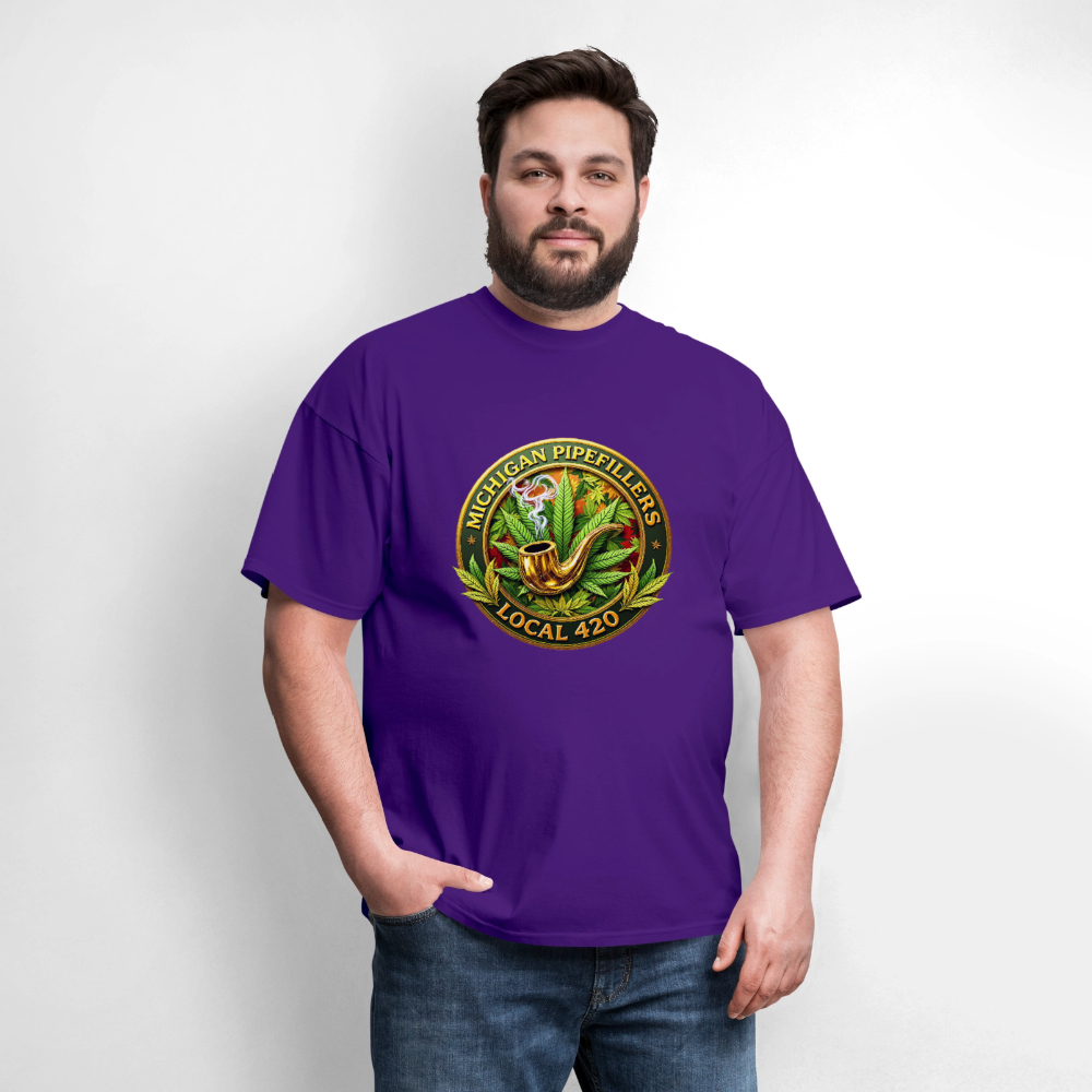 MICHIGAN PIPEFILLERS LOCAL 420 F/B DESIGN Men's T-Shirt - purple