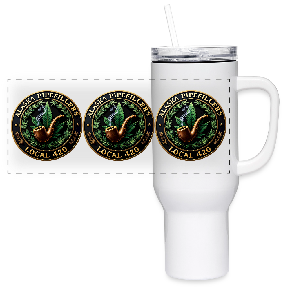 ALASKA PIPEFILLERS LOCAL 420 40oz Stainless Steel Travel Tumbler - white