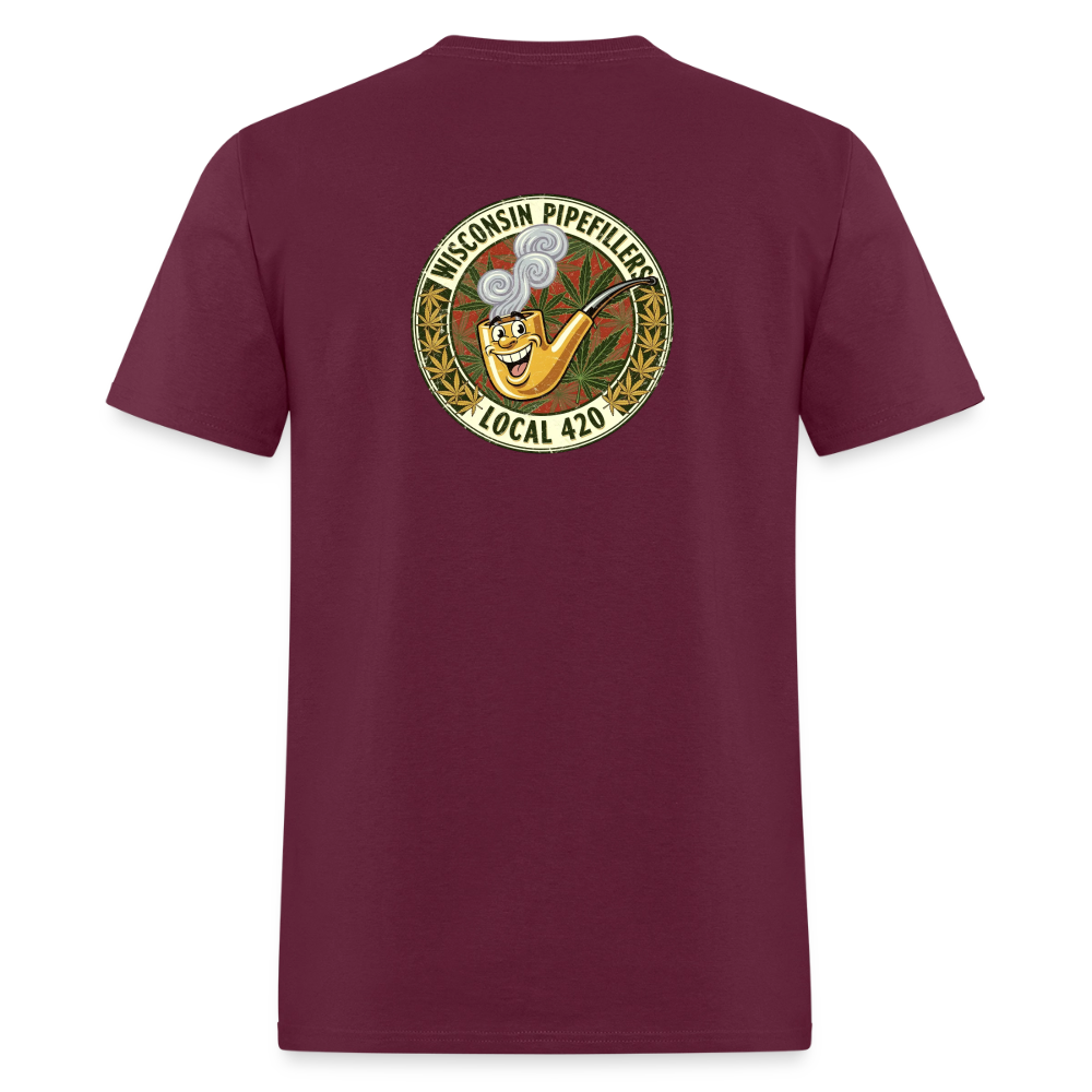 WISCONSIN PIPEFILLERS LOCL 420 F/B DESIGN Men's T-Shirt - burgundy