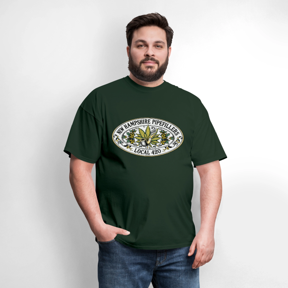 NEW HAMPSHIRE PIPEFILLERS LOCAL 420 2 EMBLEM Men's T-Shirt - forest green