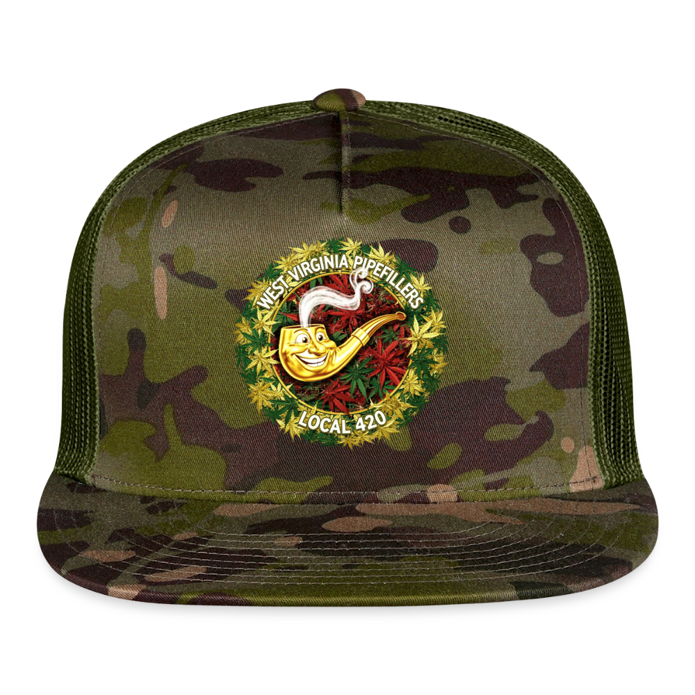 WEST VIRGINIA PIPIEFILLERS LOCAL 420 CAMO Trucker Hat - MultiCam\green