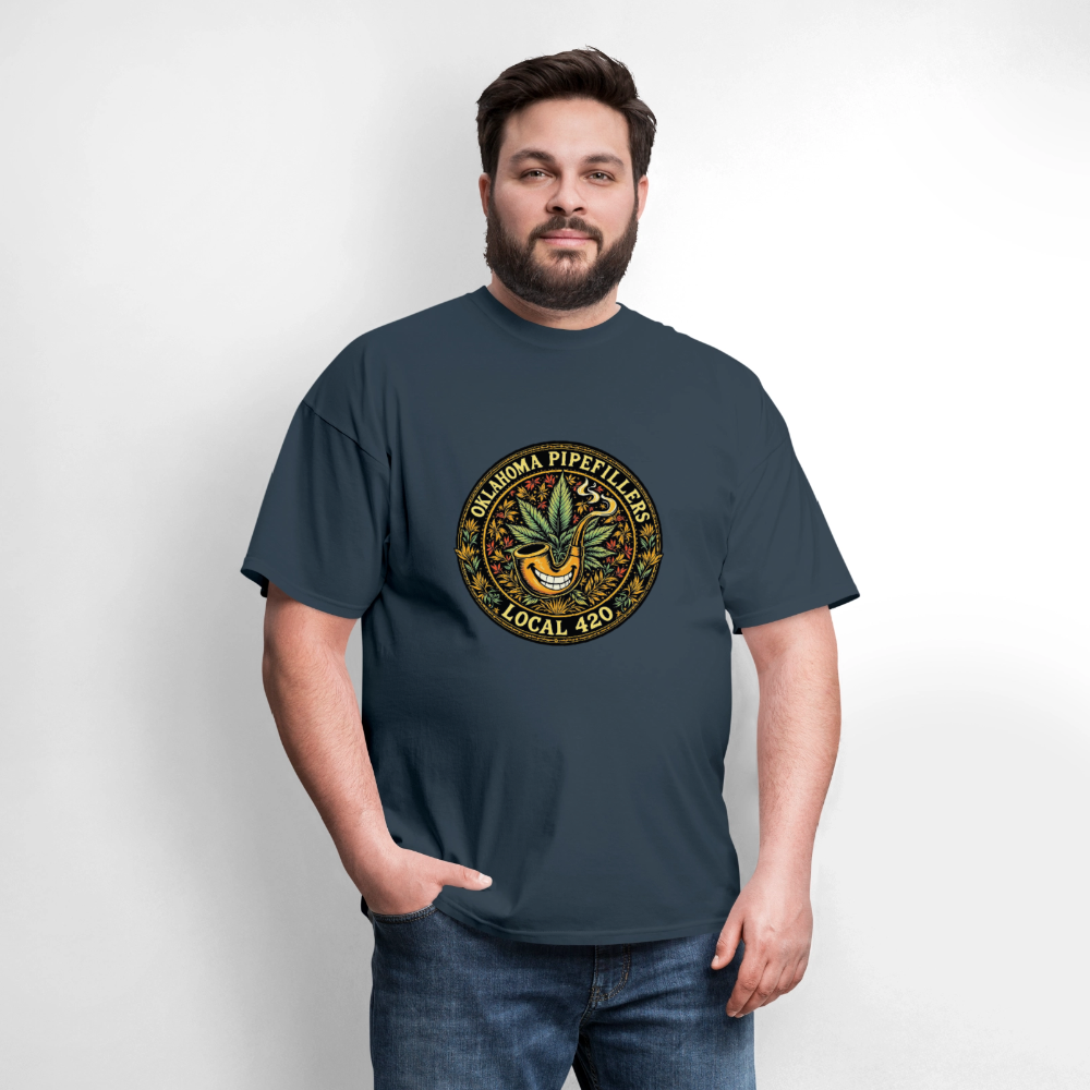 OKLAOMA PIPEFILLERS LOCAL 420  Men's T-Shirt -  blue dusk