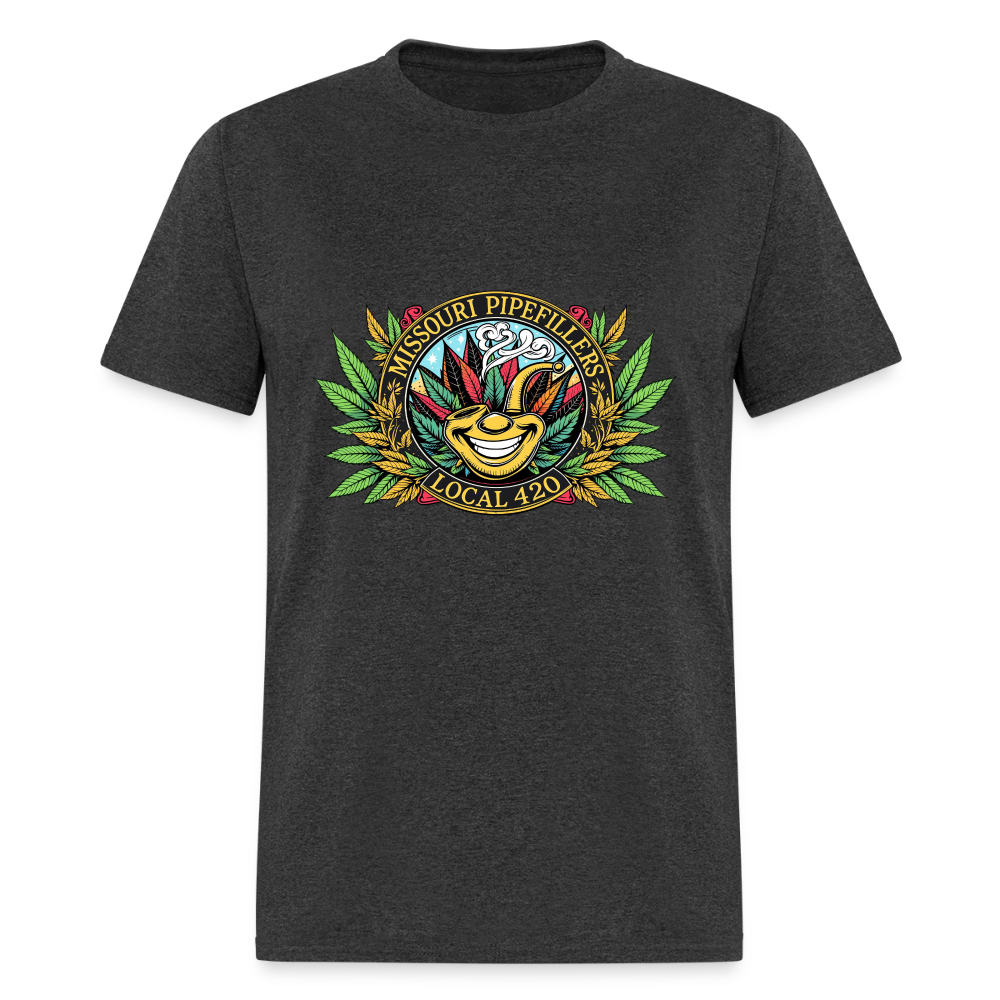 MISSOURI PIPEFILLERS LOCAL 420  F/B DESIGNS  Men's T-Shirt - heather black