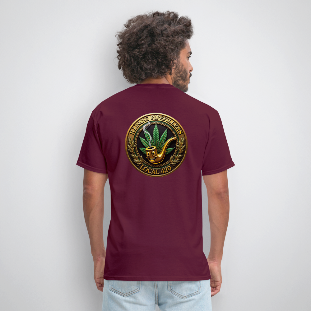 ILLINOIS PIPEFILLERS LOCAL 420 F/B DESIGN Men's T-Shirt - burgundy