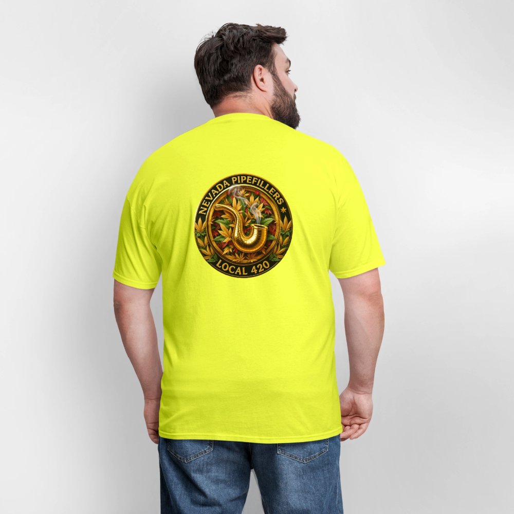 NEVADA PIPEFILLERS LOCAL 420 F/B DESIGN Men's T-Shirt - safety green