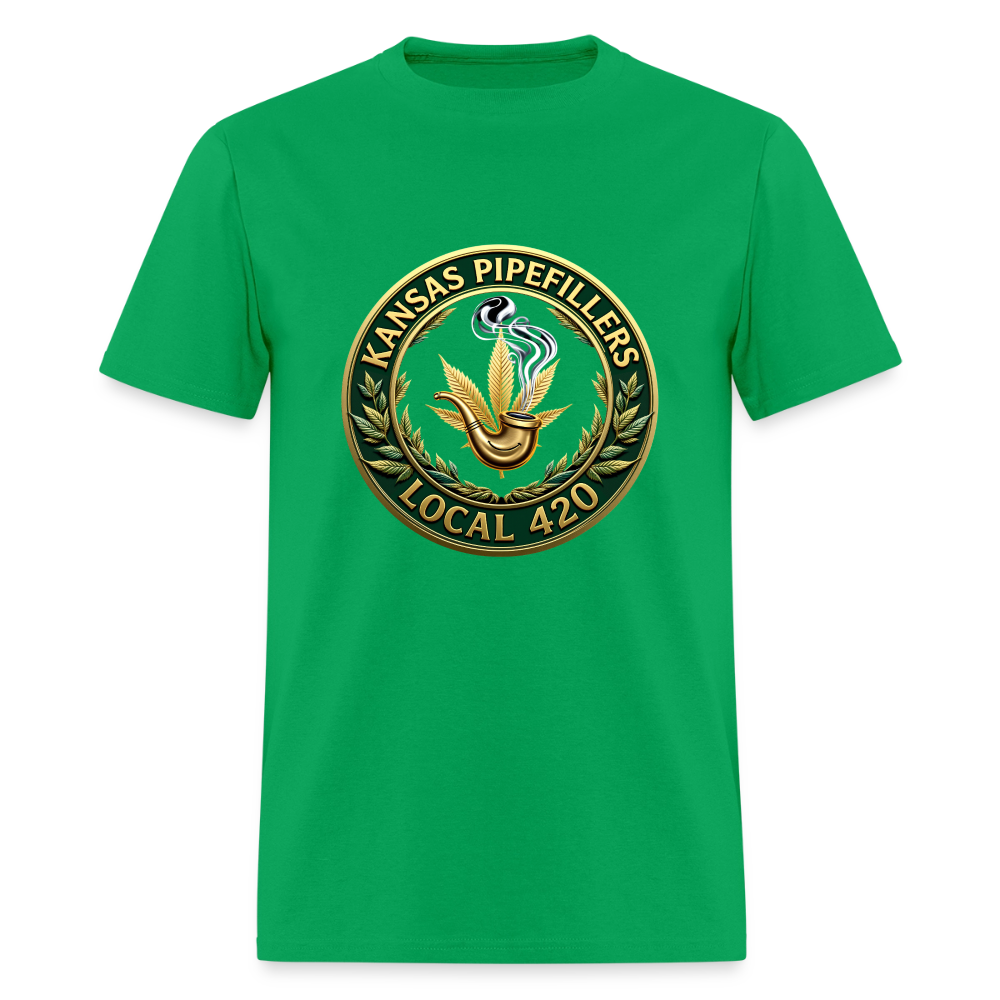 KANSAS PIPEFILLERS LOCAL 420 F/B DESIGNS Men's T-Shirt - bright green