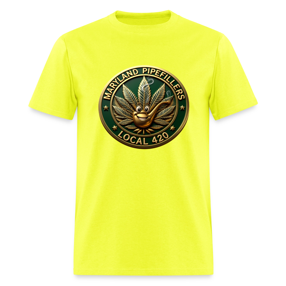 MARYLAND PIPEFILLERS LOCAL 420 Men's T-Shirt - safety green