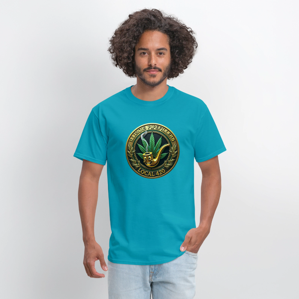 ILLINOIS PIPEFILLERS LOCAL 420 F/B EMBLEMS Men's T-Shirt - turquoise