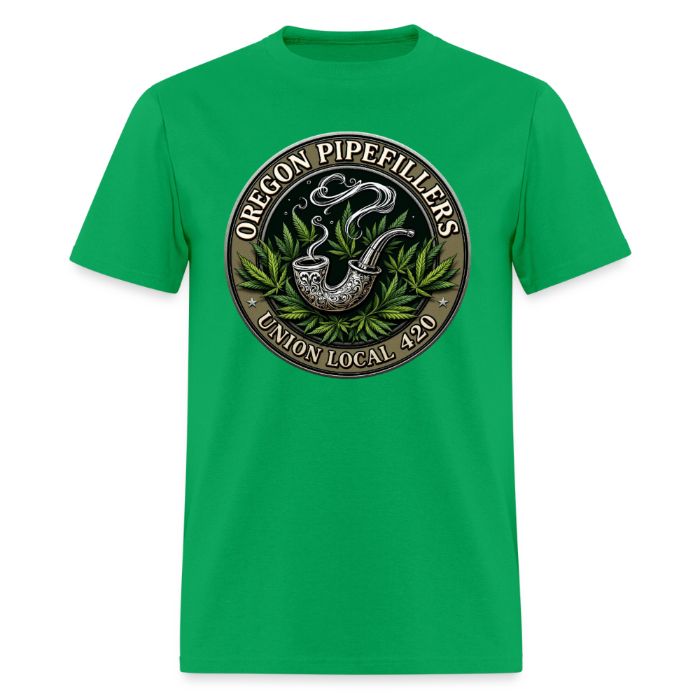 OREGON PIPEFILLERS LOCAL 420 2 EMBLEM Men's T-Shirt - bright green