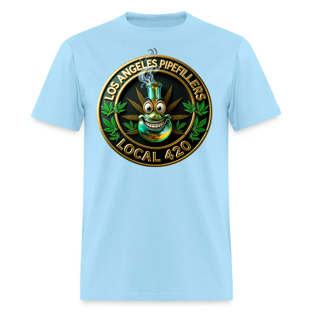 LOS ANGELES PIPEFILLERS LOCAL 420 F/B DESIGNS Men's T-Shirt - powder blue