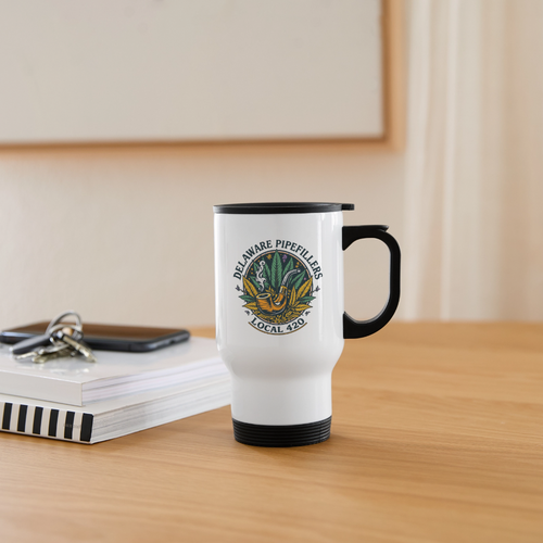 DELAWARE PIPEFILLERS LOCAL 420 14oz Stainless Steel Travel  Mug - white
