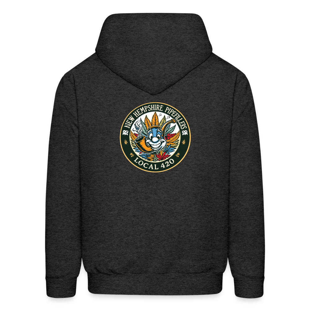 NEW HEMPSHIRE PIPEFILLERS LOCAL 420 2 EMBLEM Men's Hoodie - charcoal grey