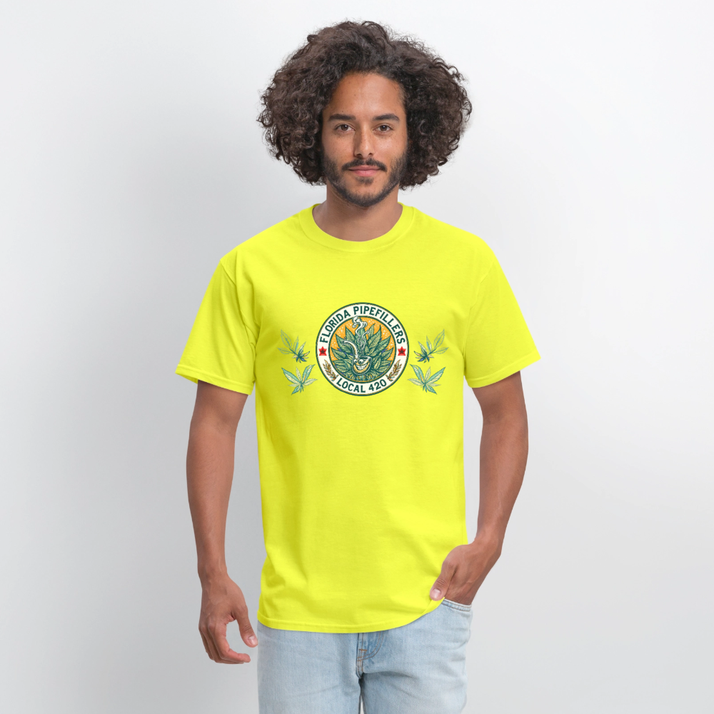 FLORIDA PIPEFILLERS LOCAL 420 Men's T-Shirt - safety green