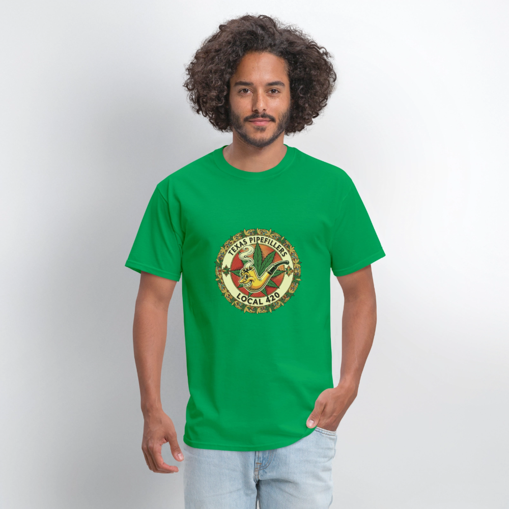 TEXAS PIPEFILLERS LOCAL 420 F/B DESIGN Men's T-Shirt - bright green