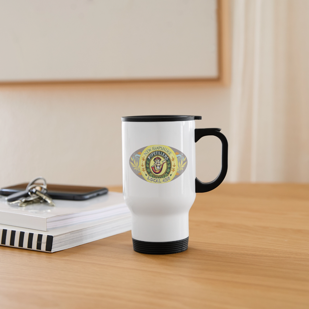 NEW HAMPSHIRE PIPEFILLERS LOCAL 420 14oz Stainless Steel Travel Mug - white