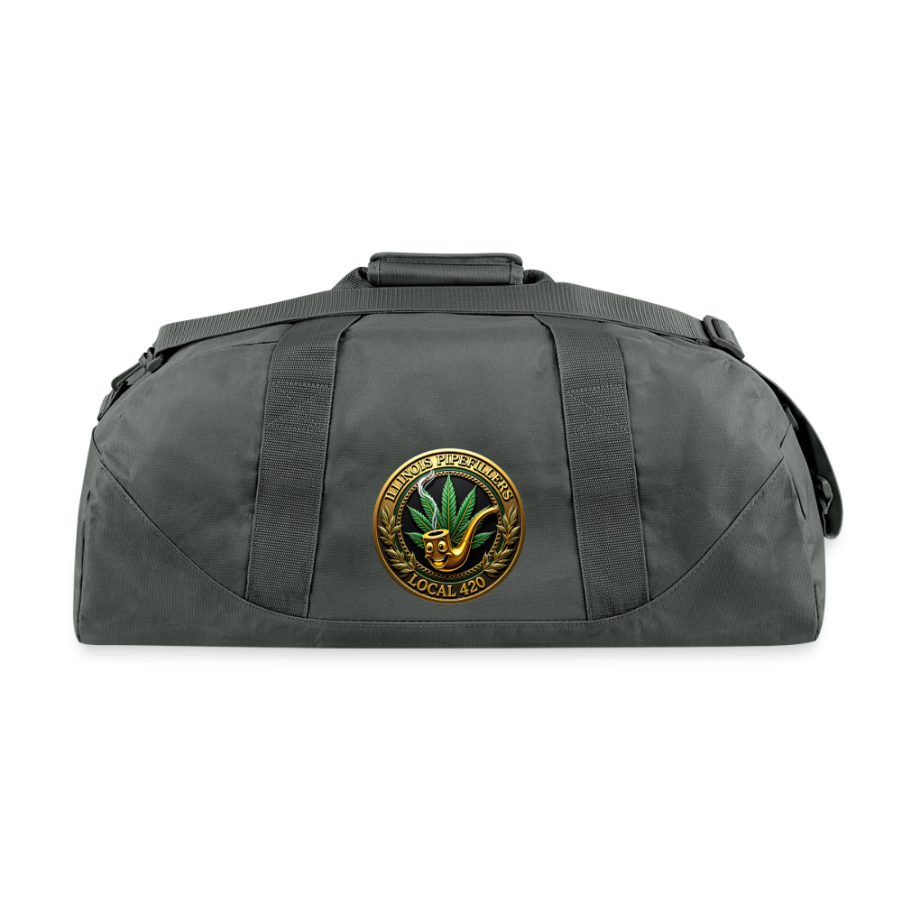 ILLINOIS PIPEFILLERS LOCAL 420 2 EMBLEMS Duffel Bag - charcoal