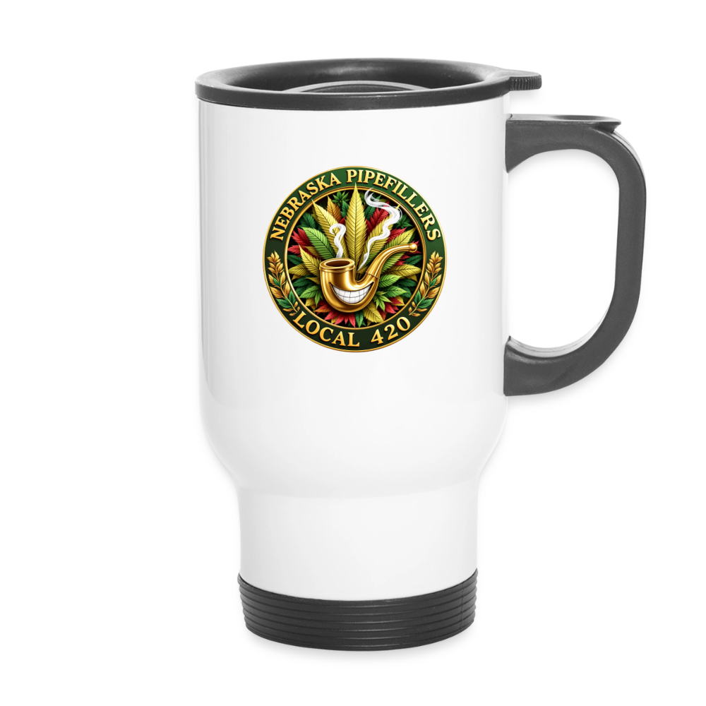 NEBRASKA PIPEFILLERS LOCAL 420 Travel Mug 14oz Stainless Steel Travel Tumbler Mug - white