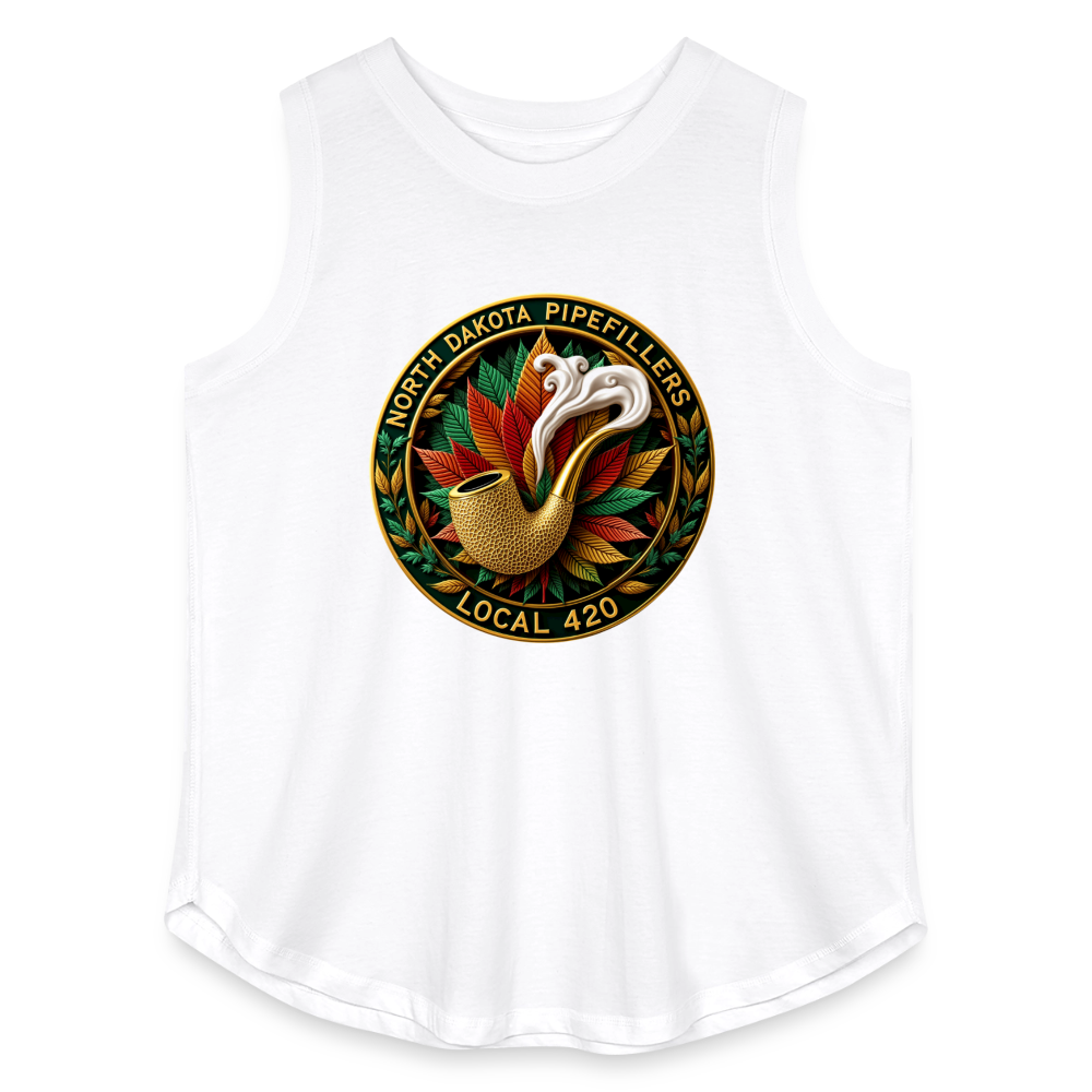 NORTH DAKOTA PIPEFILLERS LOCAL 420 F/B DESIGNS Women's Curvy Relaxed Tank Top - white