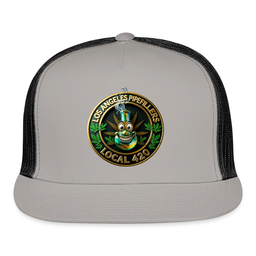 LOS ANGLES PIPEFILLERS LOCAL 420 Trucker Hat - gray/black