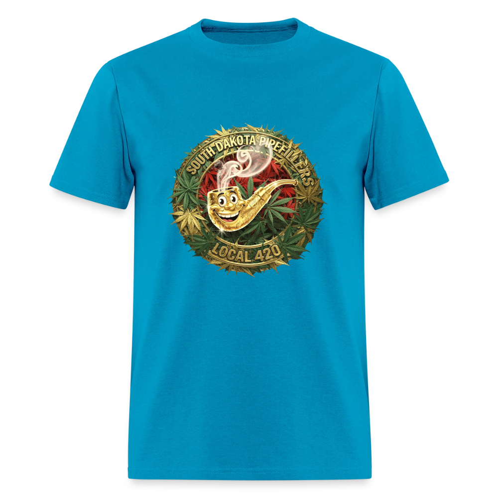 SOUTH DAKOTA PIPEFILLERS LOCAL 420  F/B DESIGN Men's T-Shirt - turquoise