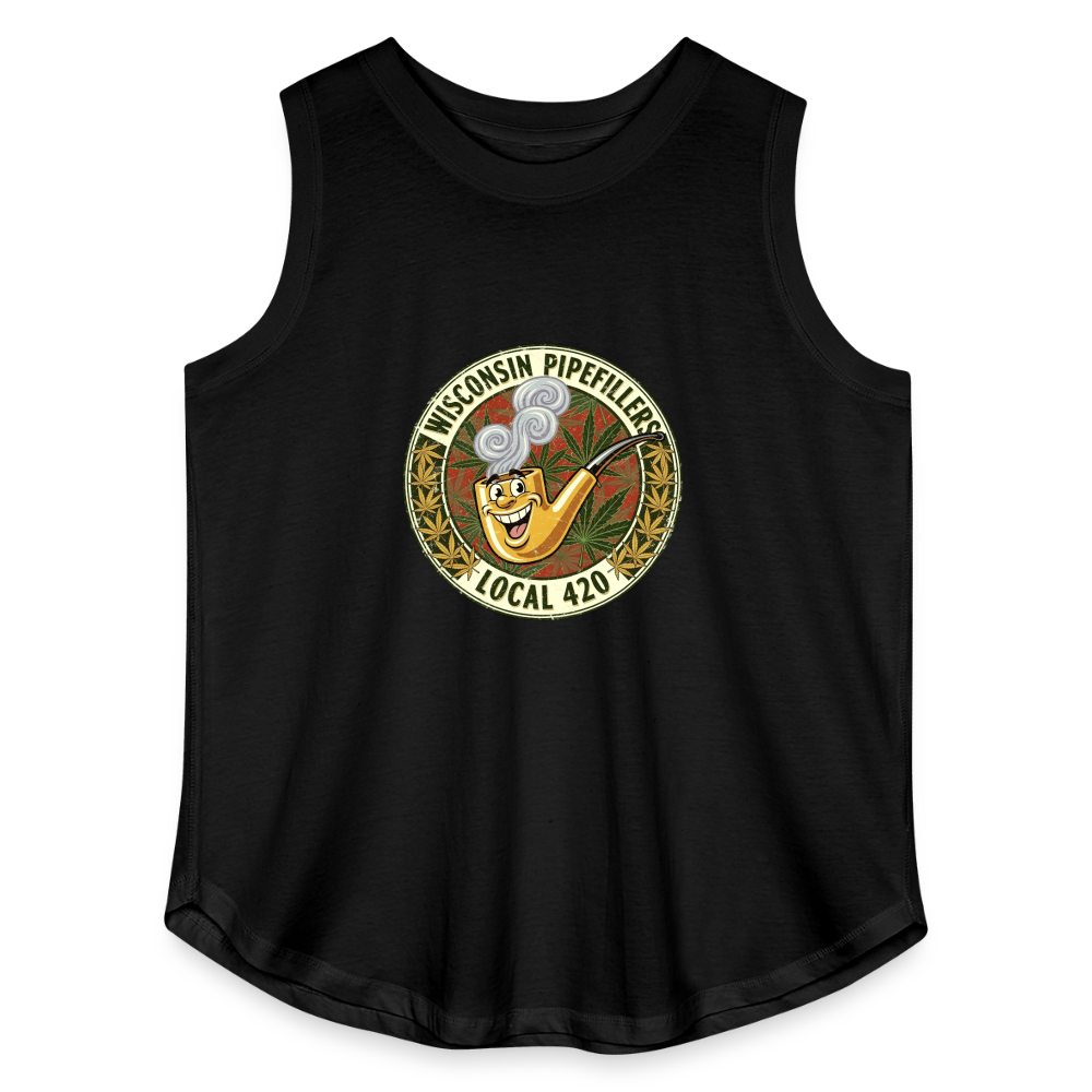 WISCONSIN PIPEFILLERS LOCL 420 Women's Curvy Relaxed Tank Top - black