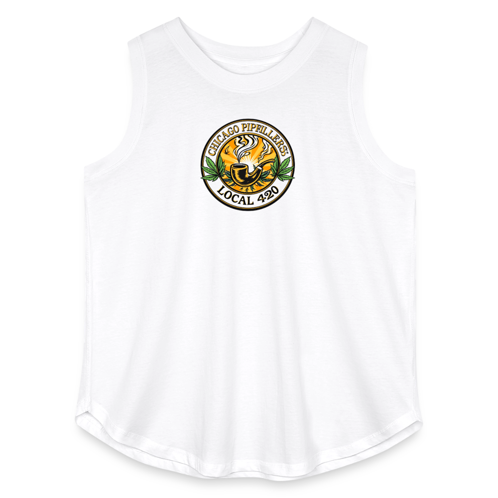 CHICAGO PIPEFILLERS LOCAL 420 F/B DESIGN Women's Curvy Relaxed Tank Top - white