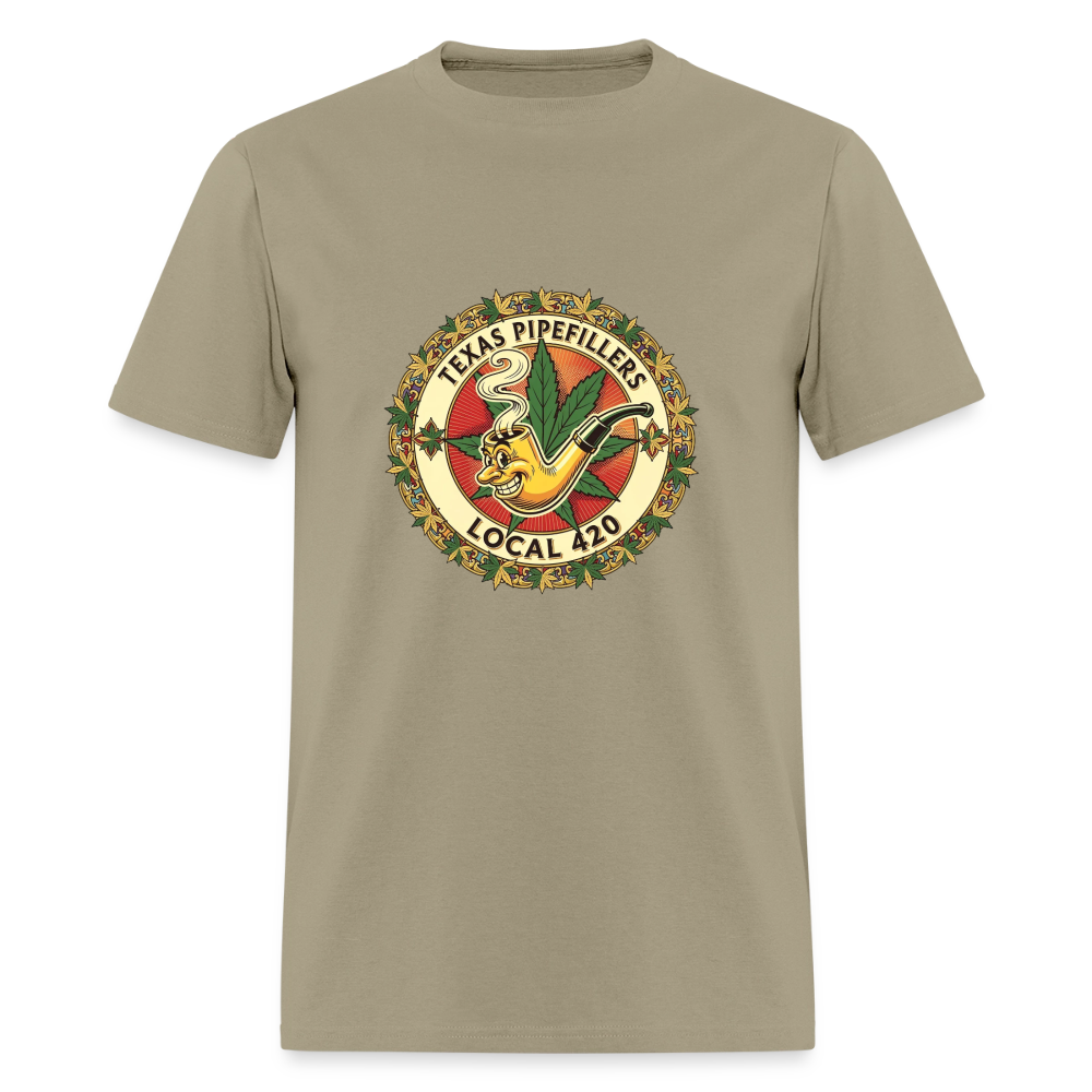 TEXAS PIPEFILLERS LOCAL 420 F/B DESIGN Men's T-Shirt - khaki