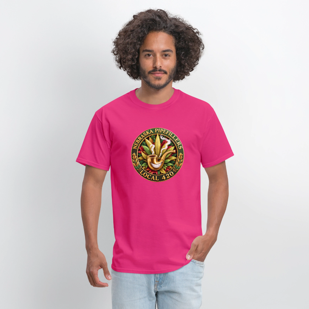 NEBRASKA PIPEFILLERS LOCAL 420 F/B DESIGNS Men's T-Shirt - fuchsia