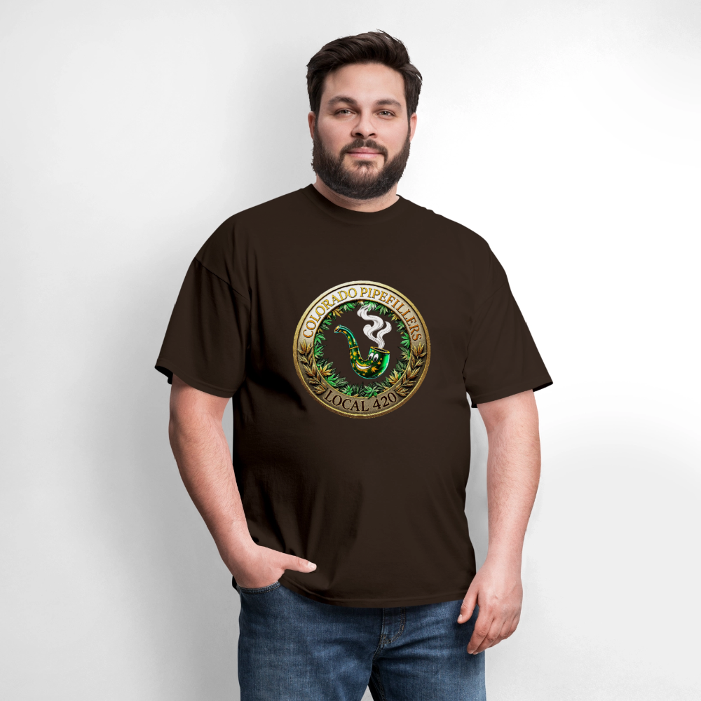 COLORADO PIPEFILLERS LOCAL 420  Men's T-Shirt - brown