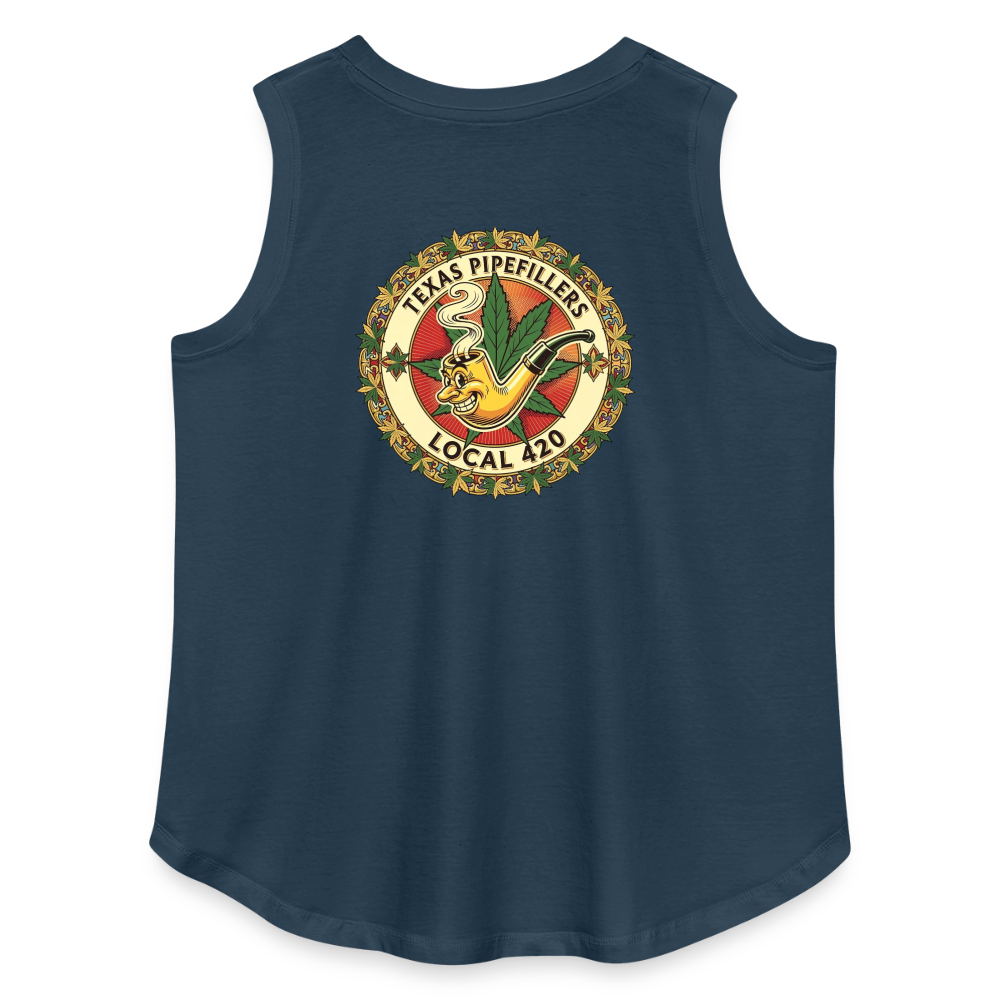 TEXAS PIPEFILLERS LOCAL 420 F/B DESIGN Women's Curvy Relaxed Tank Top - denim