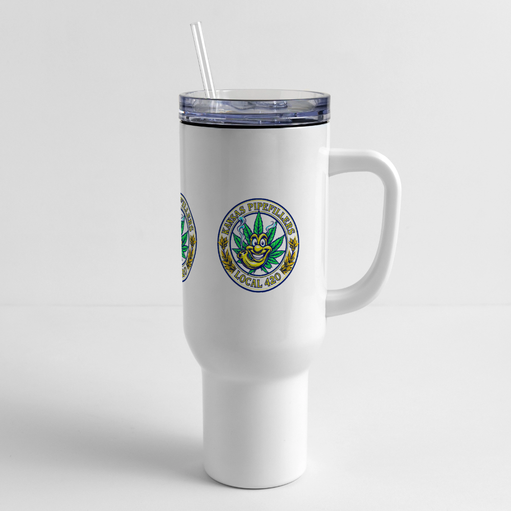KANSAS PIPEFILLERS LOCAL 420 40oz Travel Tumbler - white