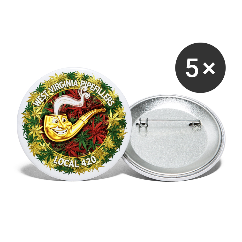 WEST VIRGINIA PIPIEFILLERS LOCAL 420 Union Buttons small 1'' (5-pack) - white