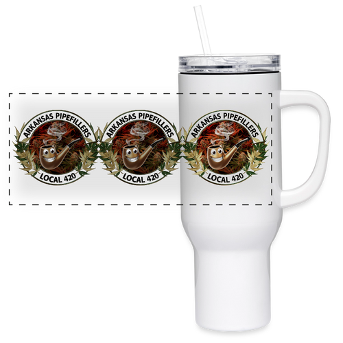 ARKANSAS  PIPEFILLERS LOCAL 420 40oz Stainless Steel Travel Tumbler - white