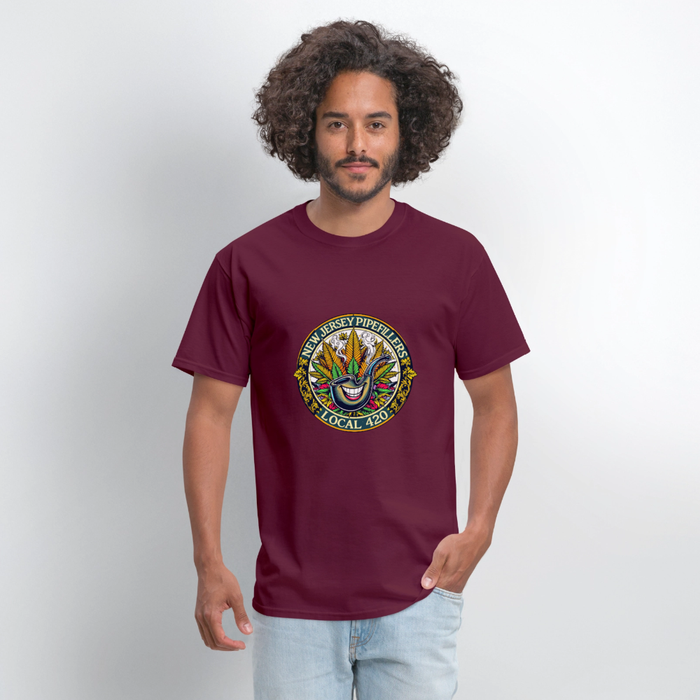 NEW JERSEY PIPEFILLERS LOCAL 420  Men's T-Shirt - burgundy