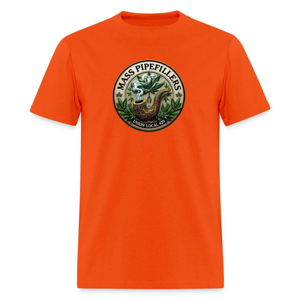 MASS PIPEFILLERS LOCAL 420 2 EMBLEM Men's T-Shirt - orange