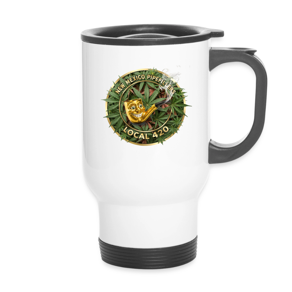 NEW MEXICO PIPEFILLERS LOCAL 420 14oz Stainless Steel Travel Mug - white
