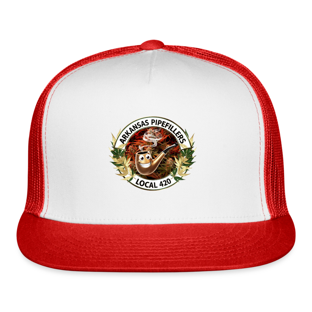 ARKANSAS  PIPEFILLERS LOCAL 420 Trucker Hat - white/red