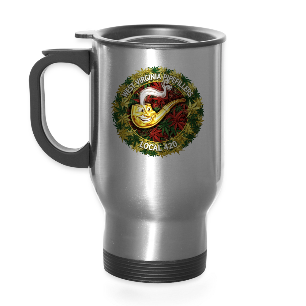 WEST VIRGINIA PIPIEFILLERS LOCAL 420 14oz Stainless Steel Travel Mug - silver