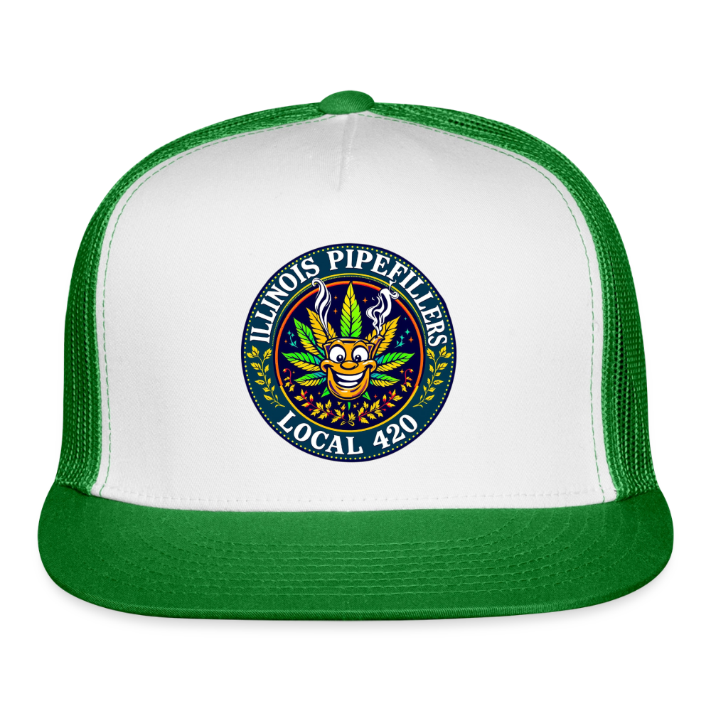 ILLINOIS PIPEFILLERS LOCAL 420 Trucker Hat - white/kelly green