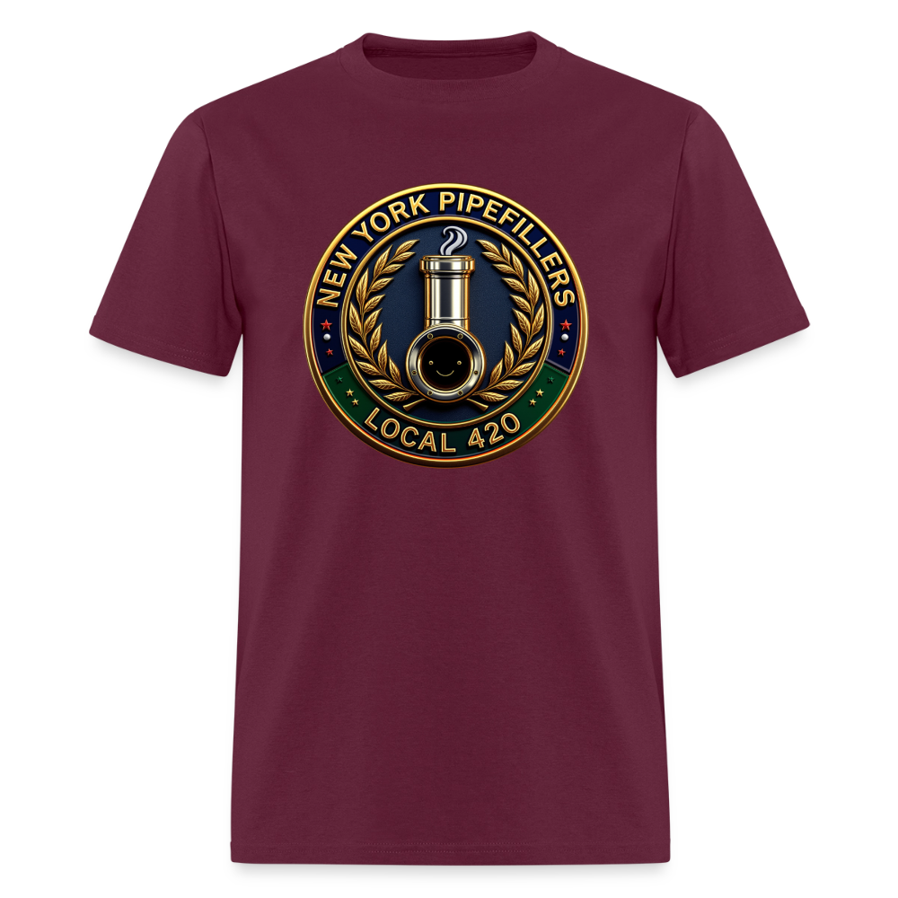 NEW YORK PIPEFILLERS LOCAL 420 F/B DESIGNS Men's T-Shirt - burgundy
