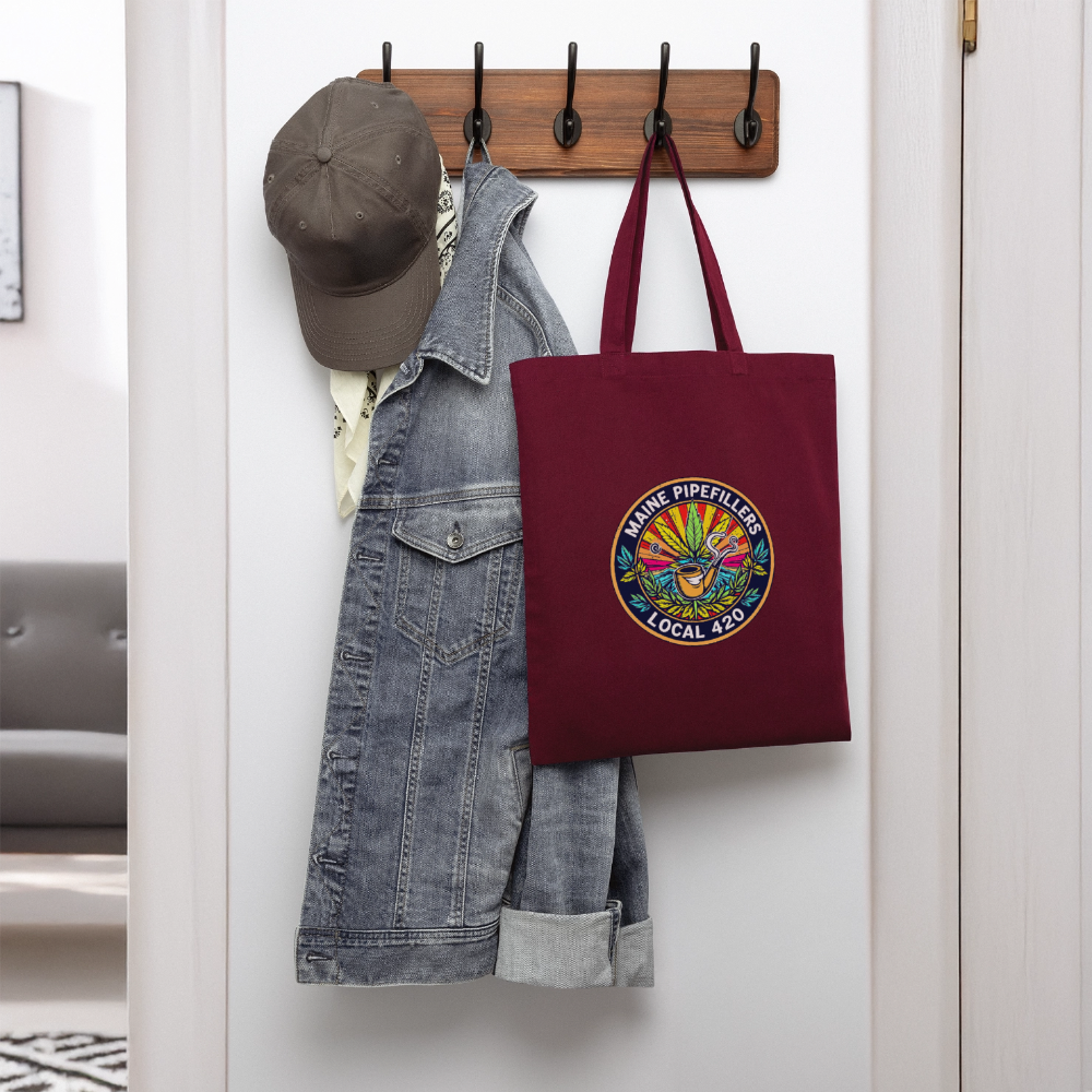 MAINE PIPEFILLERS LOCAL 420 Tote Bag - burgundy