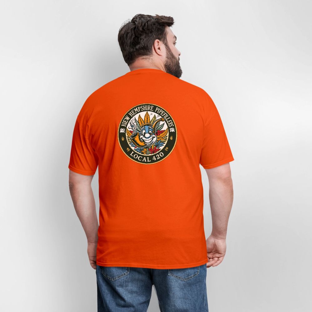 NEW HEMPSHIRE PIPEFILLERS LOCAL 420 2 EMBLEM Men's T-Shirt - orange
