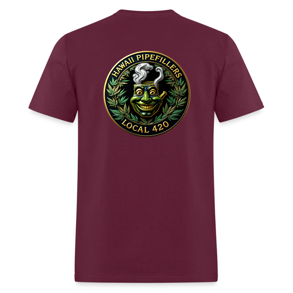 HAWAII PIPEFILLERS LOCAL 420 F/B DESIGN  Men's T-Shirt - burgundy