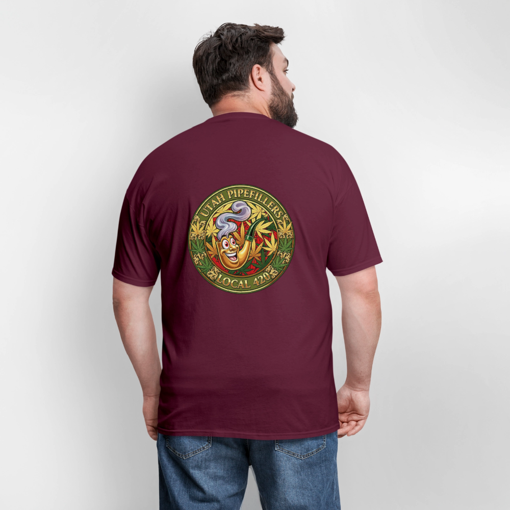 UTAH PIPEFILLERS LOCAL 420 F/B DESIGN Men's T-Shirt - burgundy