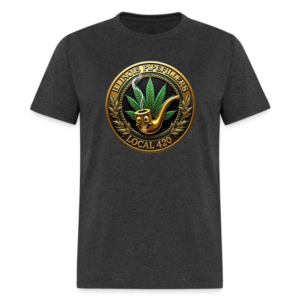 ILLINOIS PIPEFILLERS LOCAL 420 F/B EMBLEMS Men's T-Shirt - heather black