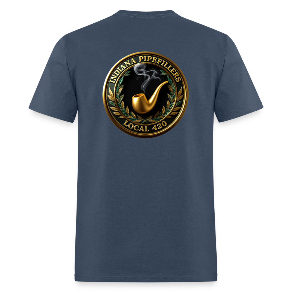 INDIANA PIPEFILLERS LOCAL 420 F/B DESIGN Men's T-Shirt -  blue dusk