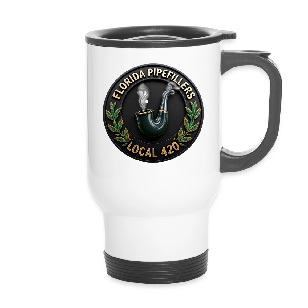 FLORIDA PIPEFILLERS LOCAL 420 14oz Stainless Steel Travel Mug - white