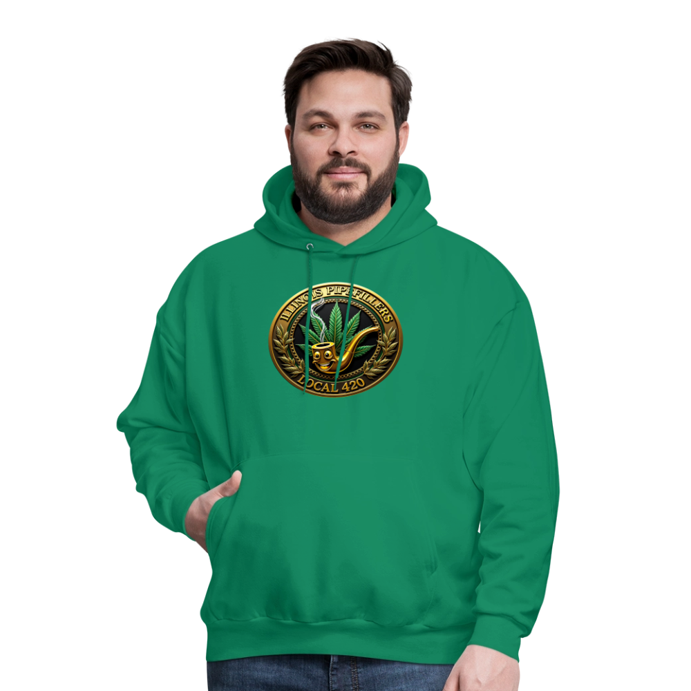 ILLINOIS PIPEFILLERS LOCAL 420 F/B EMBLEMS Men's Hoodie - kelly green