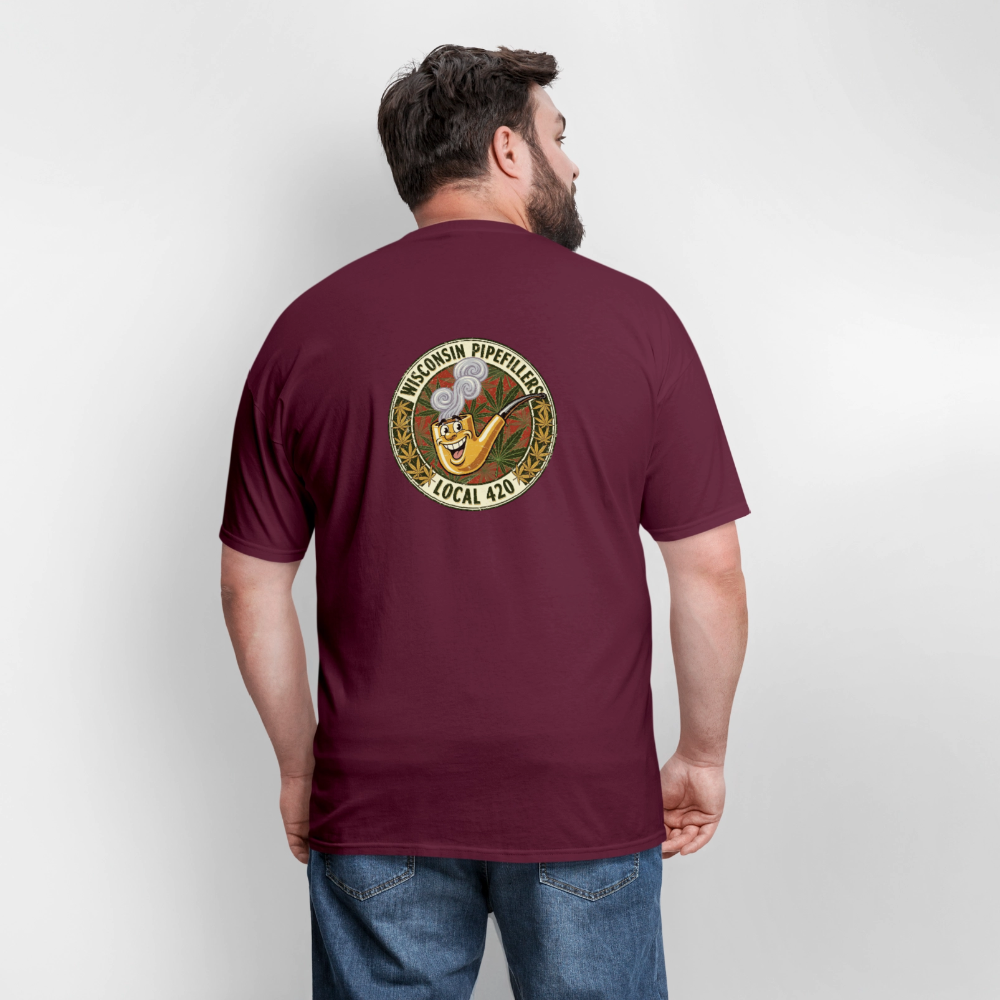 WISCONSIN PIPEFILLERS LOCL 420 F/B DESIGN Men's T-Shirt - burgundy